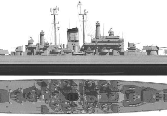 Корабль USS CA-139 Salem [Heavy Cruiser] (1949) - чертежи, габариты, рисунки
